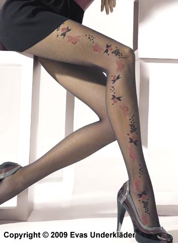 Pantyhose with flowers and butterflies